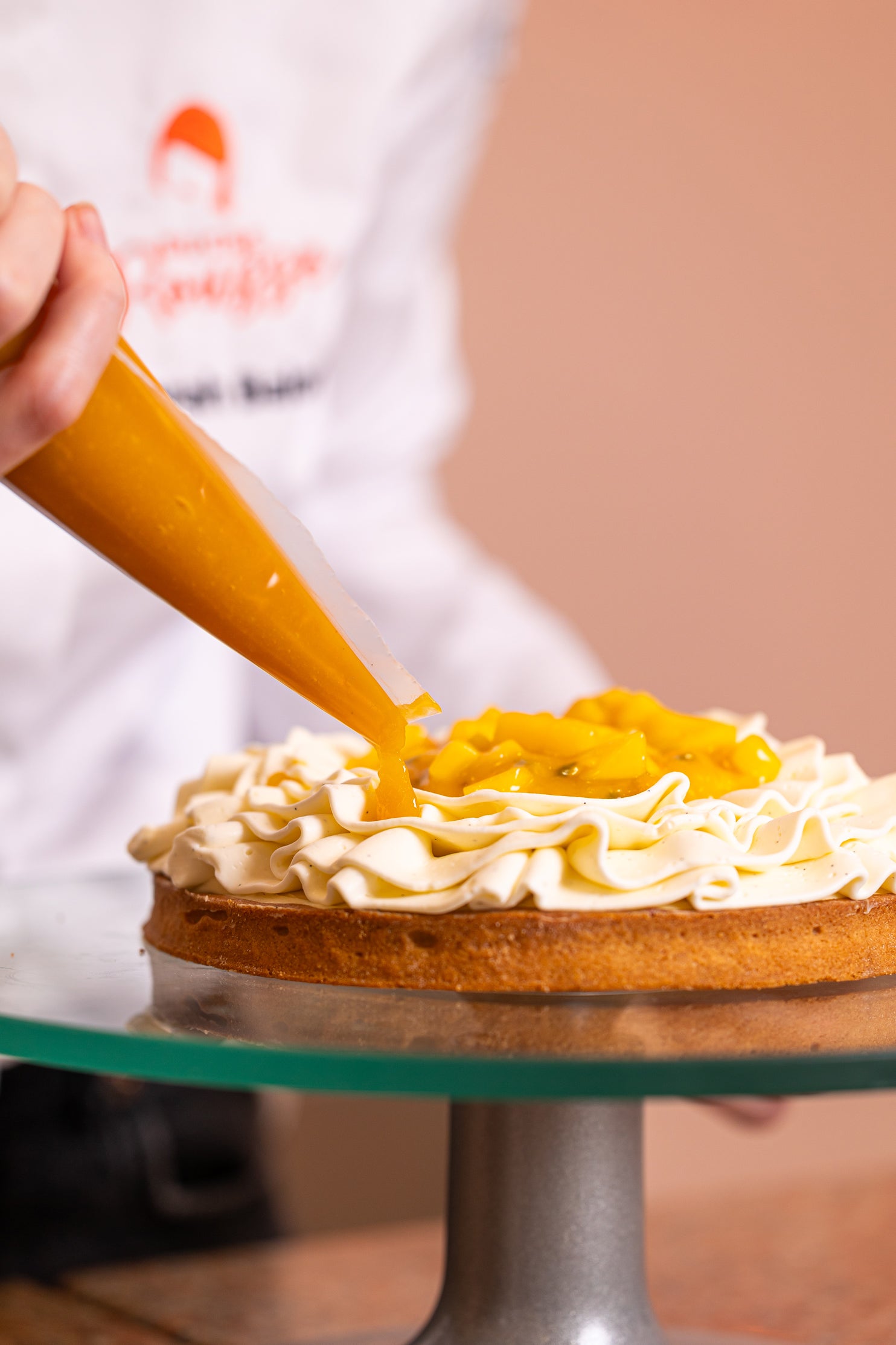 Tarte vanille mangue passion, sucre rousse