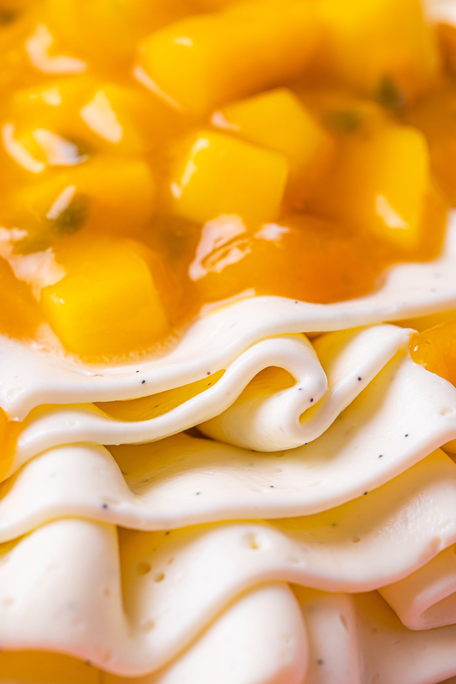 Tarte vanille mangue passion, sucre rousse